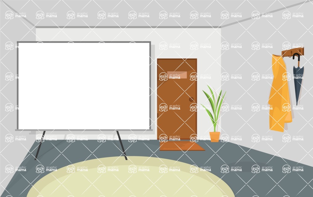 Room Backgrounds Vector Collection - Vector Room with Presentation Board